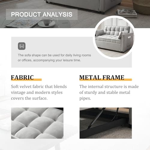 Modern 3-in-1 Futon SofaBed with Storage and Adjustables (Grey)