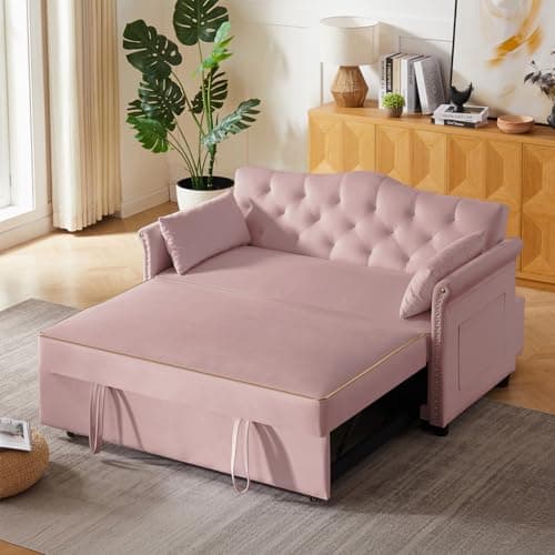 65" 3-in-1 Folding Sofa Bed, Chenille Fabric, 360° Swivel Table, Grey