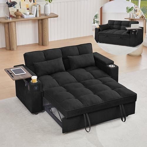 3-in-1 Queen Convertible Couch Bed Velvet Sleeper Sofa for Living Room