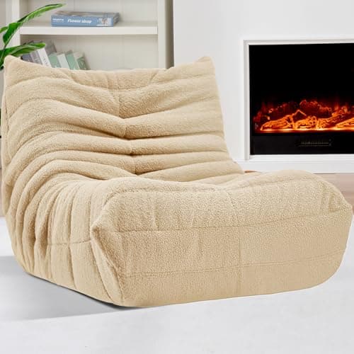 Khaki Teddy Bear Big Bean Bag Chair for Adults Fireside Lounging