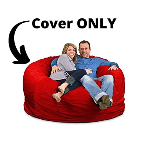 ULTIMATE SACK 6000 (6 ft.) Bean Bag Chair Cover, Burgundy Suede