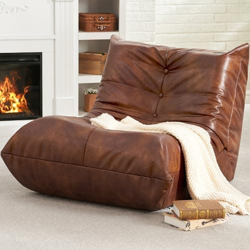 Hobestluk Beige Giant Memory Foam Bean Bag Chair for Adults and Living Room