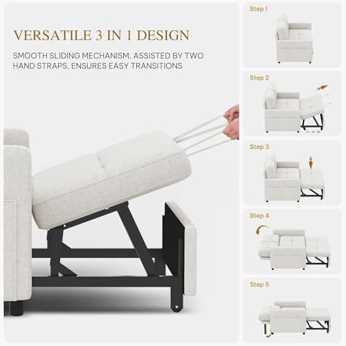 YITAHOME 55" 3-in-1 Convertible Sleeper Sofa with Iron Frame, Beige