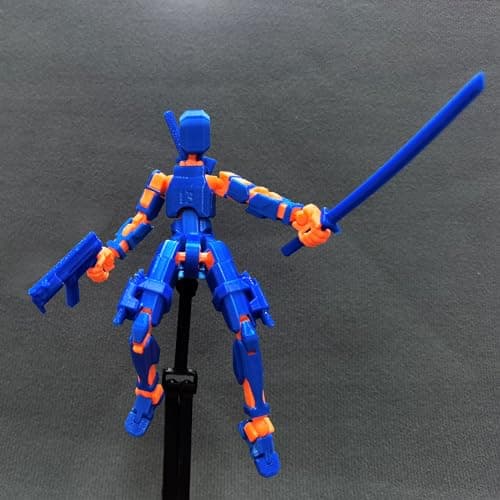 3D Printed T13 Action Figure, Collectible Articulated Dummy 13 Desktop Decor, Blue Orange
