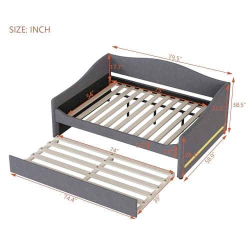 Twin Size Upholstered Daybed with Trundle and LED Light, Gray for Guest Room and Apartment
Twin Size Teddy Fleece Day Bed Frame with Solid Wood Slats, Gray for No Spring Box Needed Bedroom
Twin Size Daybed with Trundle and LED Light, Easy Assembly Da