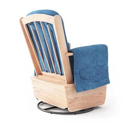 Foundations SafeRocker Glider for Baby Feeding & Rocking in Nursery - Blue Microfiber