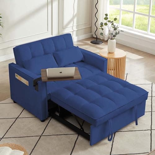Antetek Modern Velvet 3-in-1 Convertible Sofa Bed, Black