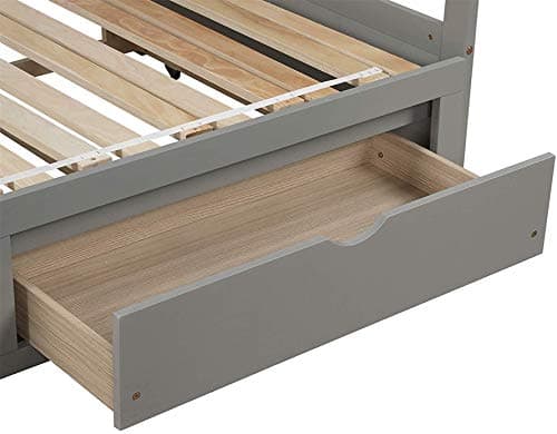 Meritline Extendable Daybed Frame, Twin to King, Gray Storage Drawers