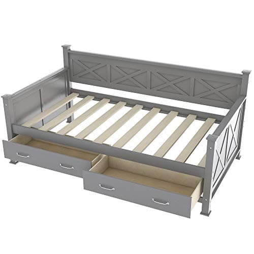 Harper & Bright Designs Gray Twin Daybed with Storage & Charging Station