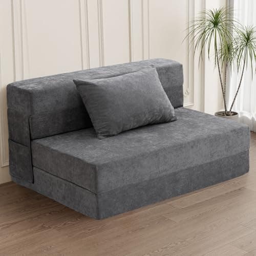 HOMFINE Gray Folding Sofa Bed - Convertible Living Room Sleeper Chair