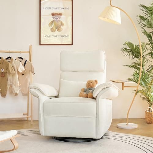 HULALAhome Mossy Green Nursery Glider Recliner with Storage