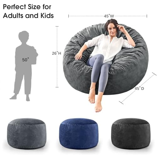 Giant Convertible Bean Bag Chair for Adults - Full Grey