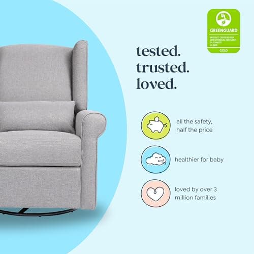 Misty Grey DaVinci Hayden Recliner & Swivel Glider, Greenguard Gold Certified