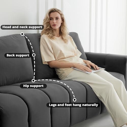 LIKIMIO 3-Seater Grey Modern Sofa with Extra Deep Seats and Comfortable Armrests