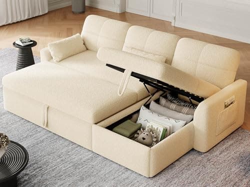 YITAHOME 86" L-Shaped Sleeper Sofa, 2-in-1 Convertible Storage Chaise, Grey