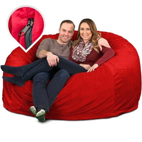 ULTIMATE SACK 6000 (6 ft.) Bean Bag Chair Cover, Burgundy Suede