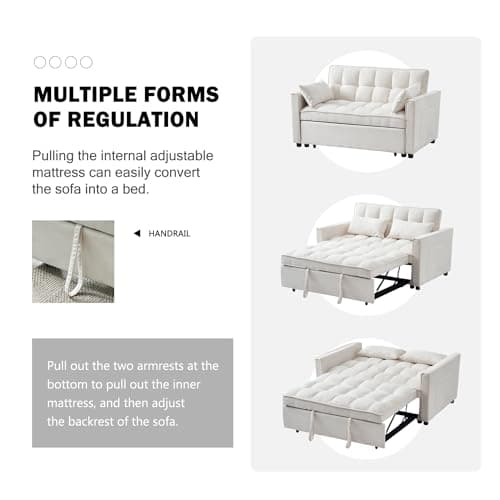 Modern 3-in-1 Sleeper Sofa Bed with Storage - Beige