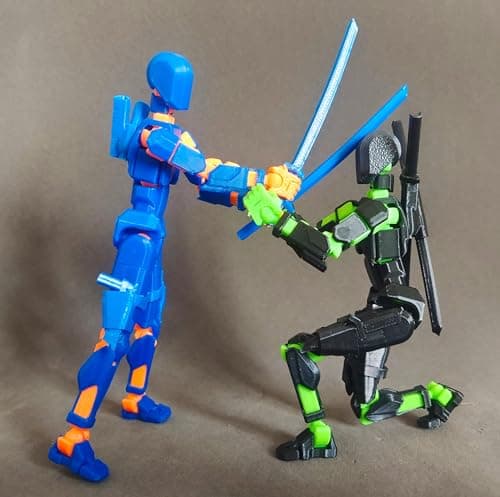 3D Printed T13 Action Figure, Collectible Articulated Dummy 13 Desktop Decor, Blue Orange