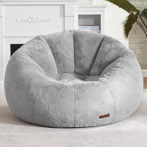 Hobestluk Large Grey Bean Bag Chair for Adults: Spacious and Comfortable for Reading or Relaxing