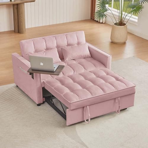 Antetek Modern Velvet 3-in-1 Convertible Sofa Bed, Black