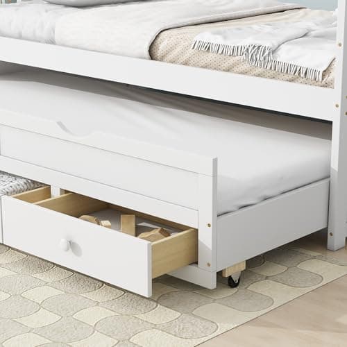 Twin Daybed with Headboard & Footboard, Storage Drawers, Pull-Out Trundle, White