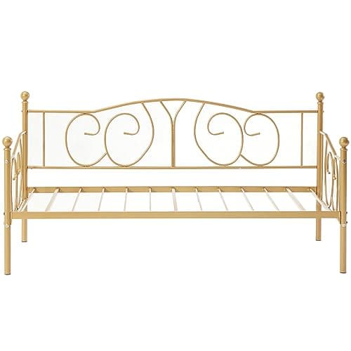 VECELO Pink Twin Multifunctional Metal Daybed Mattress Frame