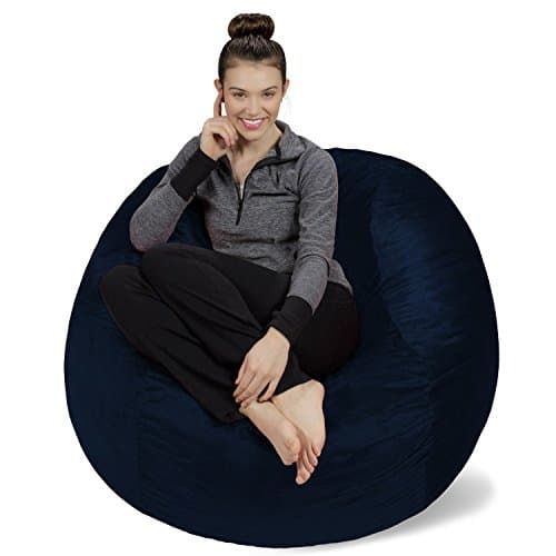 Navy Plush Memory Foam Bean Bag Chair - Stuffed Sofa Sack Furniture