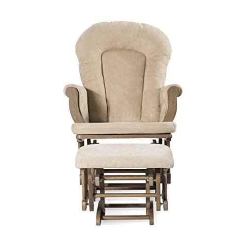Child Craft Cozy Glider Rocker & Ottoman, Beige Cushion with Storage Pockets