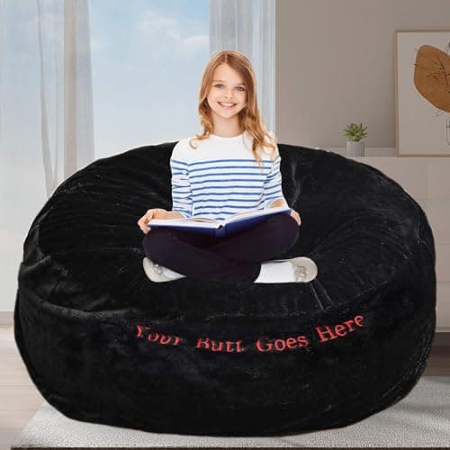 Giant Grey Bean Bag Chair for Adults and Kids, No-Fill, Stuffed Animal Storage