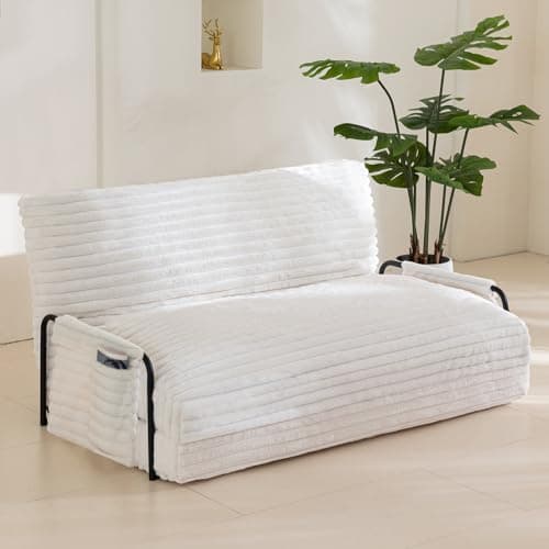 YOSHOOT Beige 5-Position FoldableLazy Floor Sofa Bed
