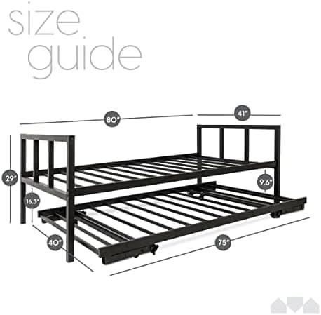 Milliard Twin Daybed and Fold- Up Trundle Set, Daybed with Pop Up Trundle - Mattresses Sold Separately (White)