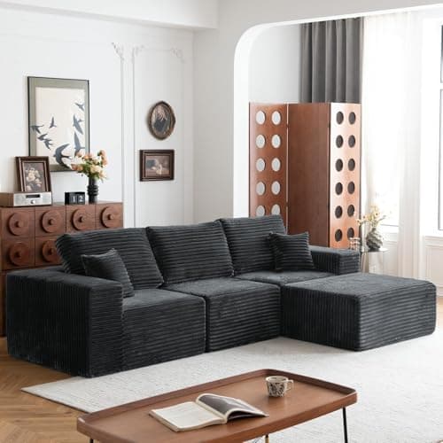 108" L-Shaped Cloud Couch, Grey, No Assembly Required