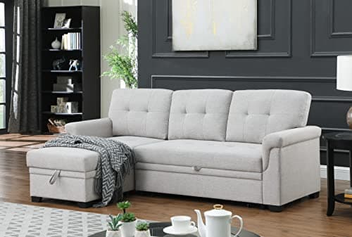 Lilola Home Lucca Sectional Sleeper Sofa - Versatile Storage & Comfortable Couch Bed