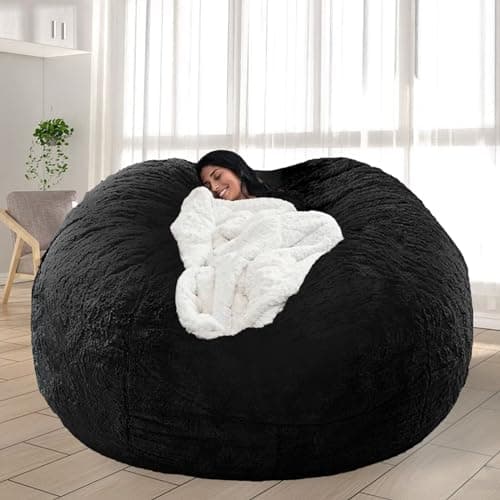 Giant Grey Bean Bag Chair for Adults and Kids, No-Fill, Stuffed Animal Storage