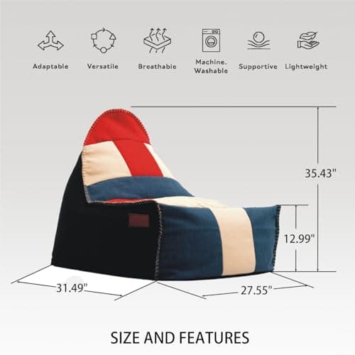 No-Filler Bean Bag Chair Cover for Living Room and Bedroom
