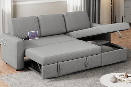 Yaheetech Dark Gray L-Shaped Sleeper Sofa with Chaise & Storage