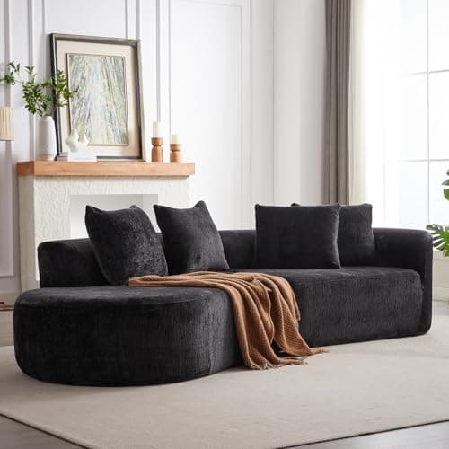 Oversized Curved Cloud Sofa, 114-Inch, Black & Modular for Living Room