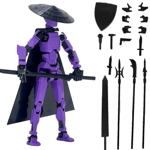 T13 Action Figure Accessories, Dummy 13 Multi-Jointed 3D Printed Toys (Black)