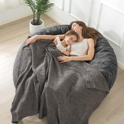 4 ft Memory Foam Bean Bag Chairs for Adults/Teens with Velvet Cover, Dark Grey