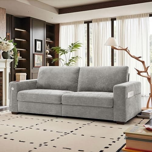 Hanherry 89" Living Room Sofa, Medium Firm Seat, USB Port, Chenille Fabric, Small Space