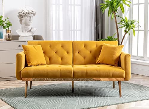Modern Grey Futon Sofa Bed for Small Spaces with Adjustable Positions