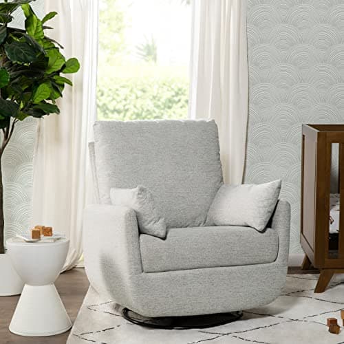 Frost Grey DaVinci Juno Swivel Glider | Greenguard Gold & CertiPUR-US Certified