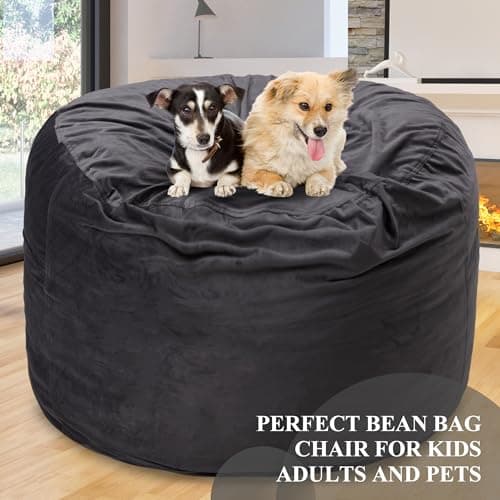 Grey 6FT Memory Foam Bean Bag Chair with Pocket & Handle
