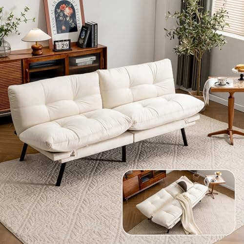 71" Comfortable Convertible Futon Love Seat Sleeper Sofa, Thick Cushion, Velvet Couch Bed for Small Spaces