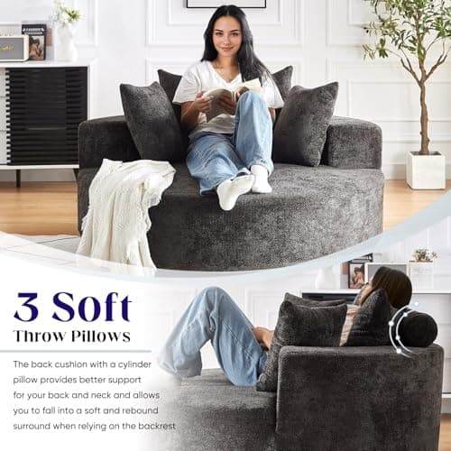 Modern Oversized Round Swivel Chair for Indoor Spaces