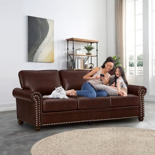 Burgundy Mid Century Modern 3 Seater Sofa with Storage