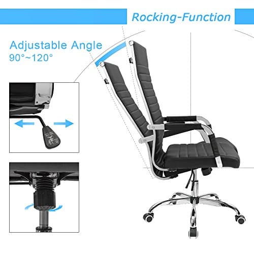 Furmax Black High Back PU Leather Executive Swivel Chair with Arms