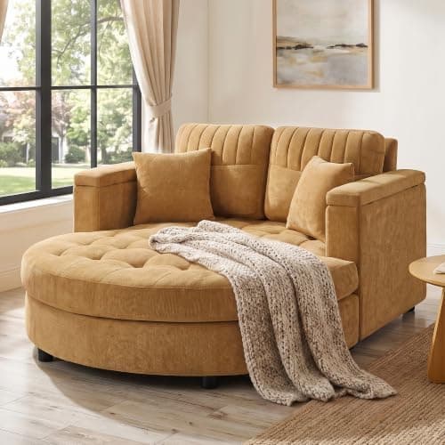 Modern 55" Oversized Chaise Lounger, Luxurious Chenille Fabric Single Sofa Chair with Pillows, Charge Station & Cup Holders for Living Room Apartment Offices (Blue Gray-55'')