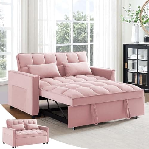 Antetek Modern Velvet Sleep Sofa Bed, Reclining Backrest, Pullout Bed, Living Room Furniture, Black