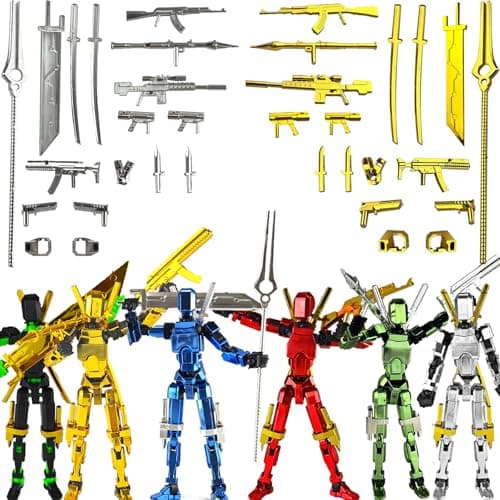 T13 Action Figure Accessories, Multi-Jointed Movable, 3D Printed Toys (Metallic Style)